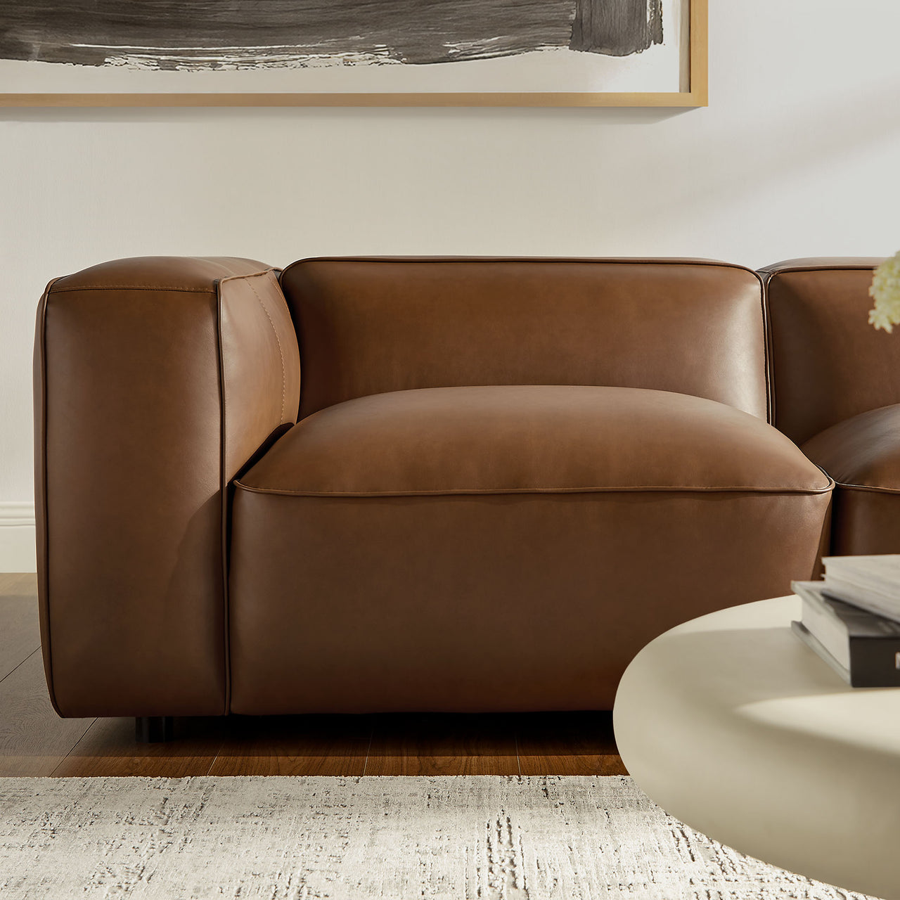 Ardyn 5-Piece Eco-Leather Modular L-Shaped Sectional, Coffee