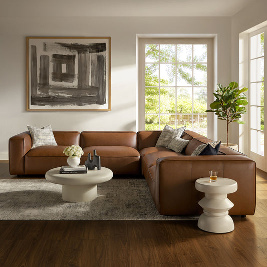 Ardyn 5-Piece Eco-Leather Modular L-Shaped Sectional, Coffee
