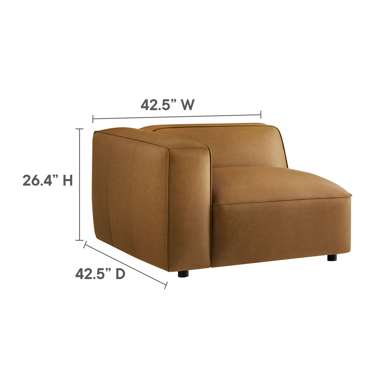 Ardyn 3-Piece Eco-Leather Modular Loveseat Sectional with Ottoman, Camel