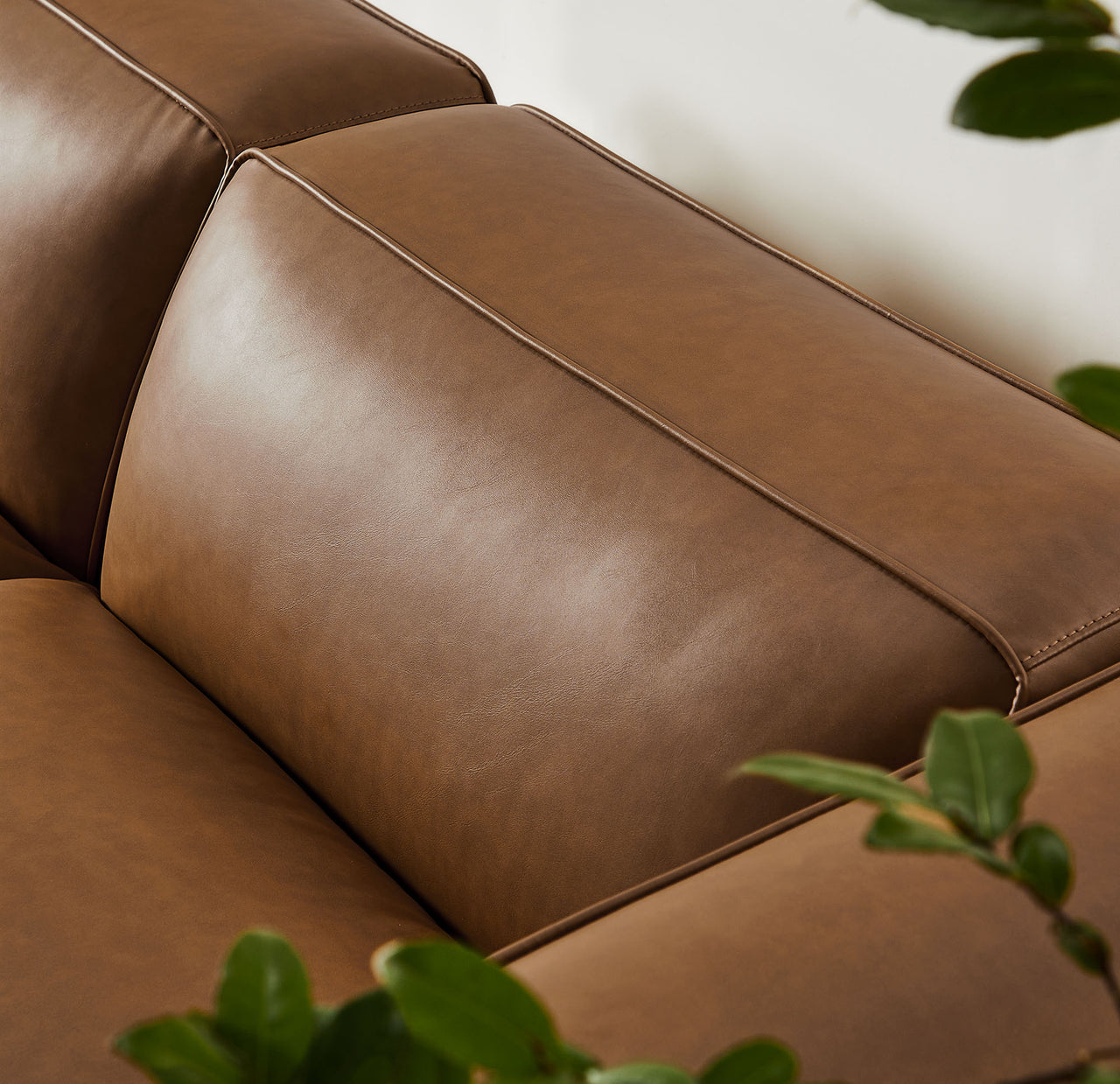Ardyn 3-Piece Eco-Leather Modular Loveseat Sectional with Ottoman, Coffee
