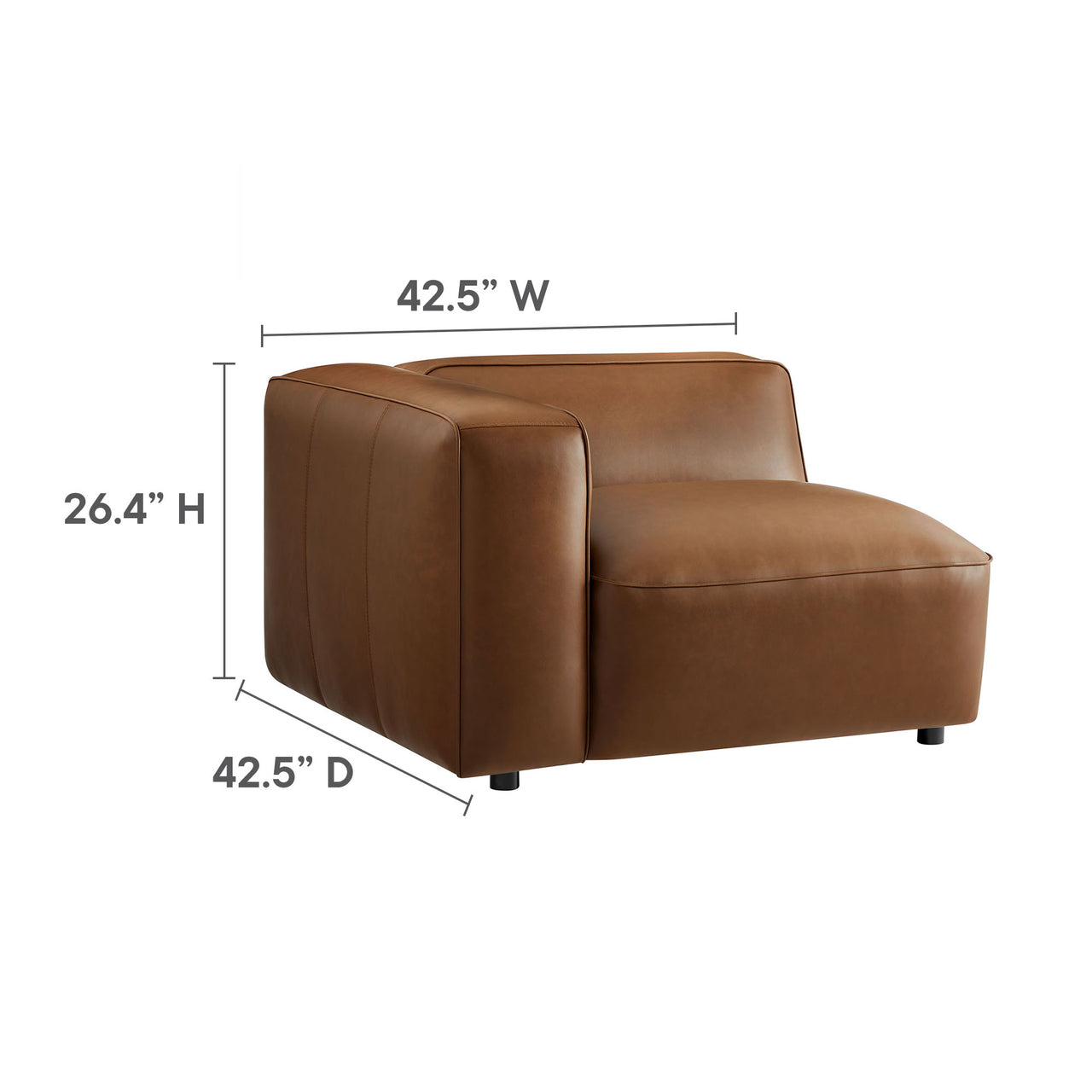 Ardyn 3-Piece Eco-Leather Modular Loveseat Sectional with Ottoman, Coffee