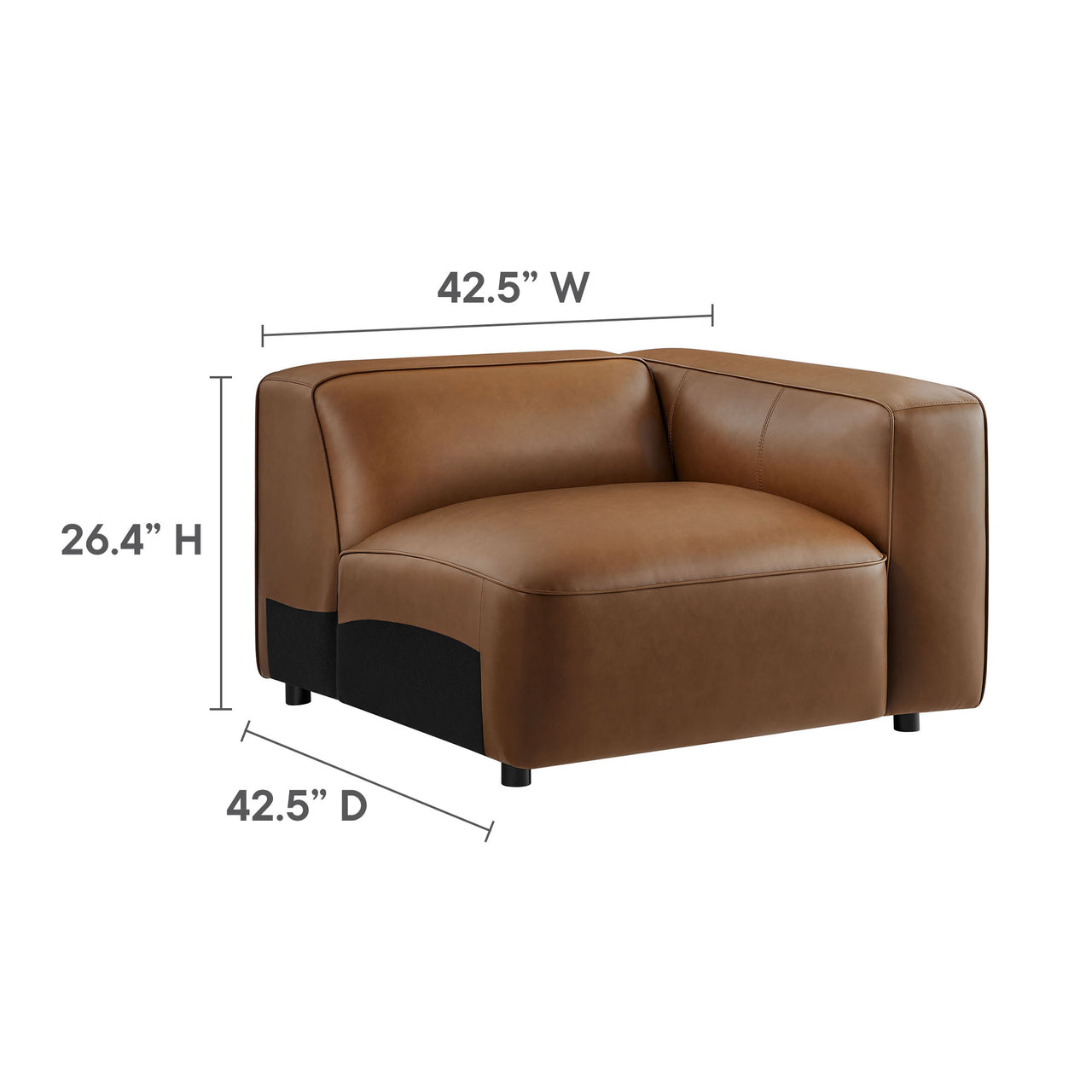 Ardyn 3-Piece Eco-Leather Modular Loveseat Sectional with Ottoman, Coffee