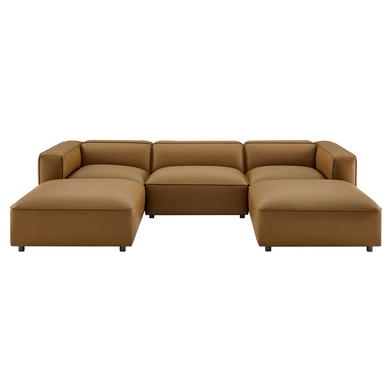 Ardyn 5-Piece Eco-Leather Modular U-Shaped Sectional, Camel