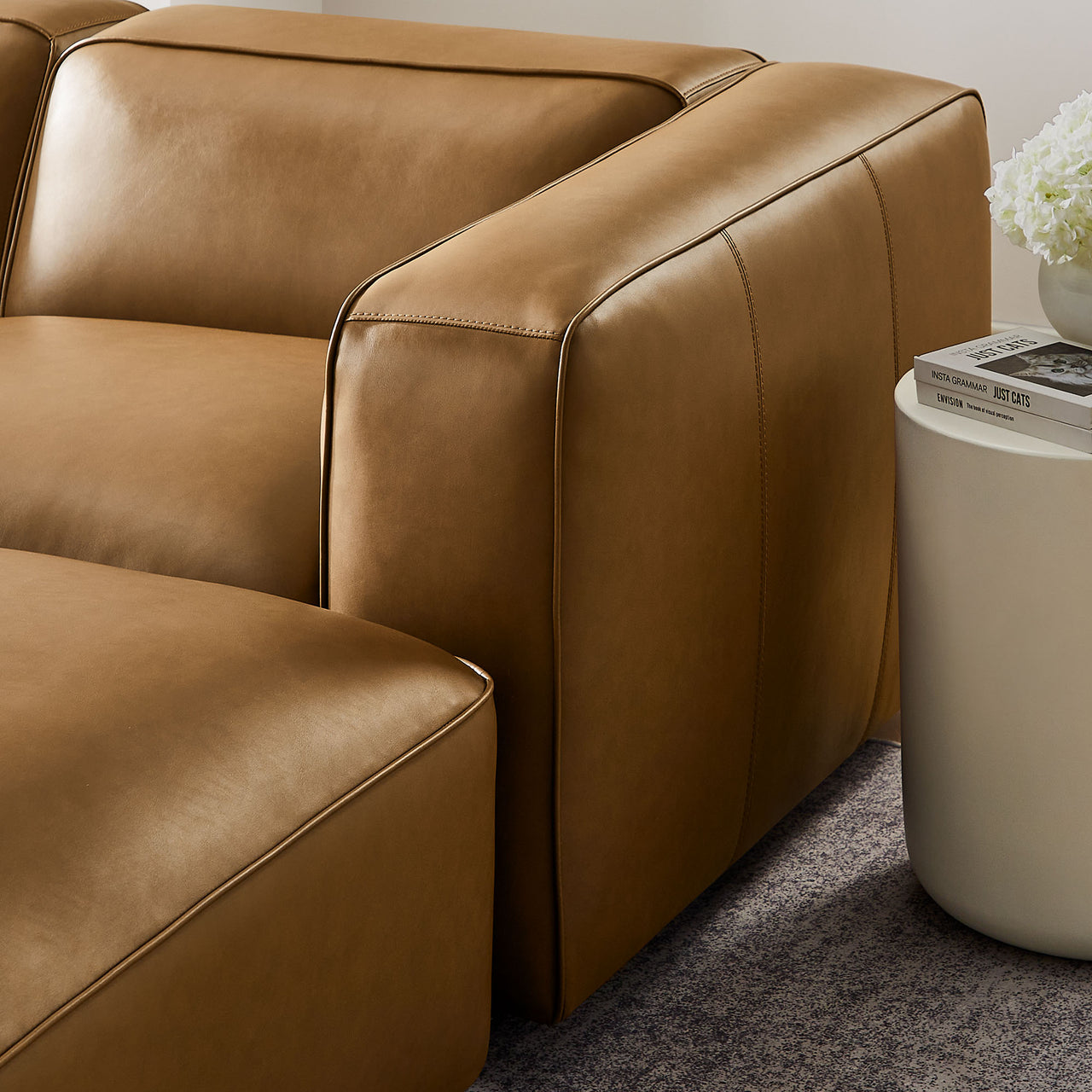 Ardyn 5-Piece Eco-Leather Modular U-Shaped Sectional, Camel