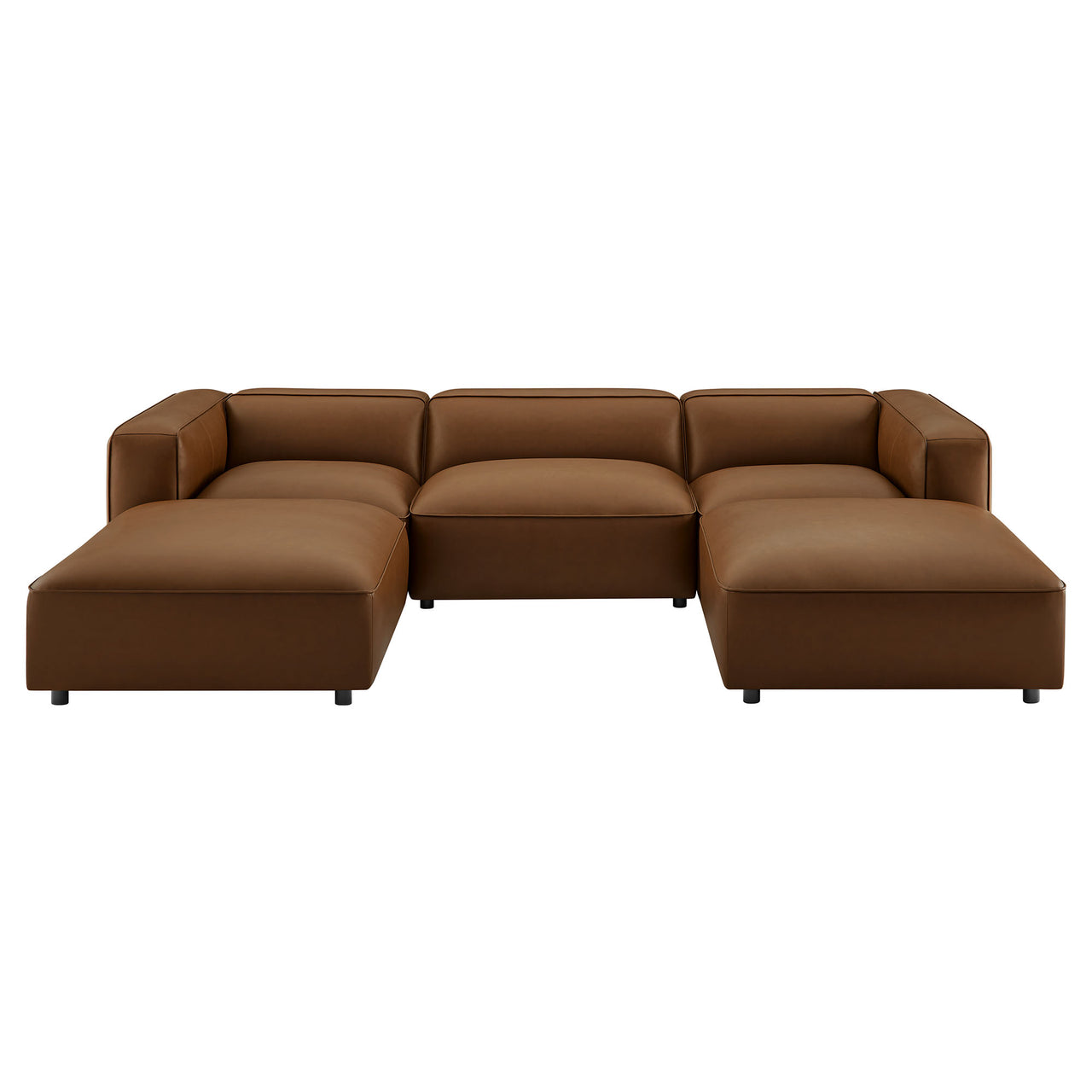 Ardyn 5-Piece Eco-Leather Modular U-Shaped Sectional, Coffee