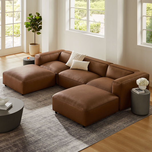 Ardyn 5-Piece Eco-Leather Modular U-Shaped Sectional, Coffee