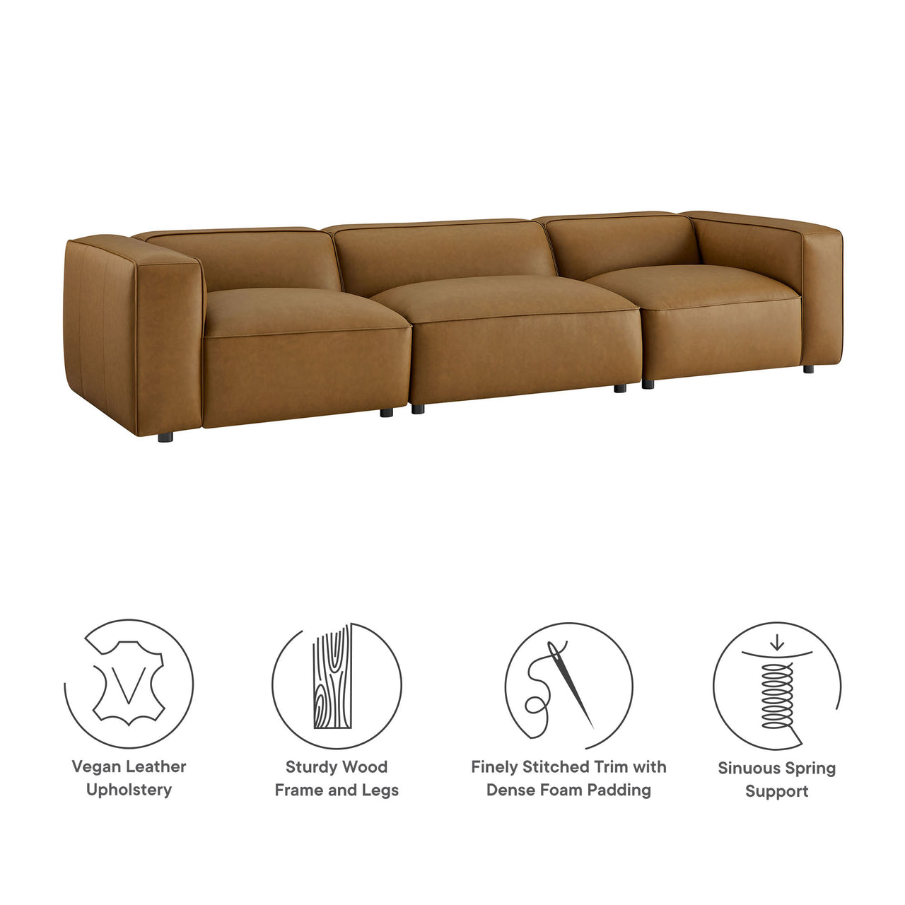 Ardyn 3-Piece Eco-Leather Modular Sectional, Camel