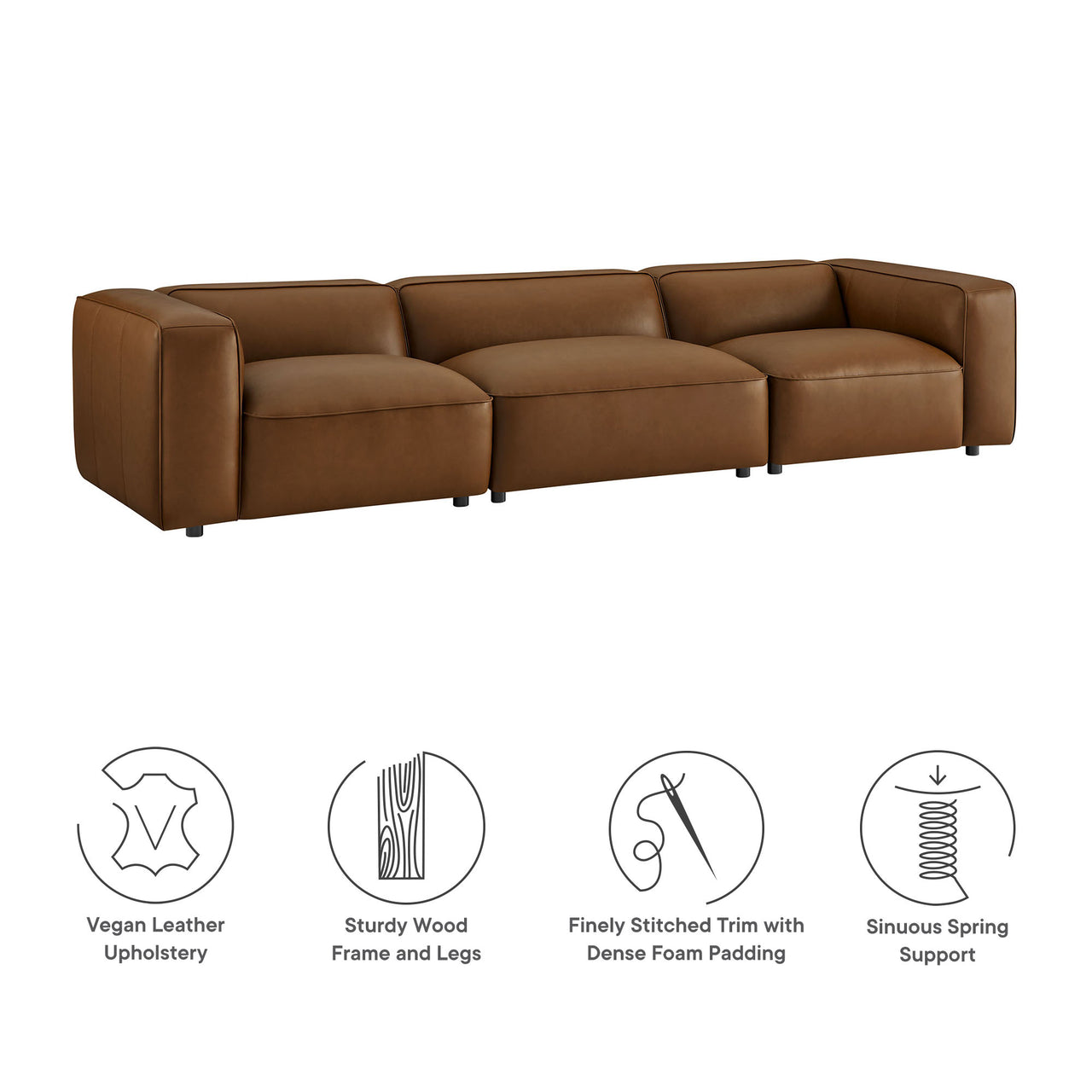 Ardyn 3-Piece Eco-Leather Modular Sectional, Coffee