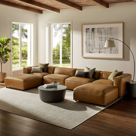 Ardyn 6-Piece Eco-Leather Modular Sectional, Camel