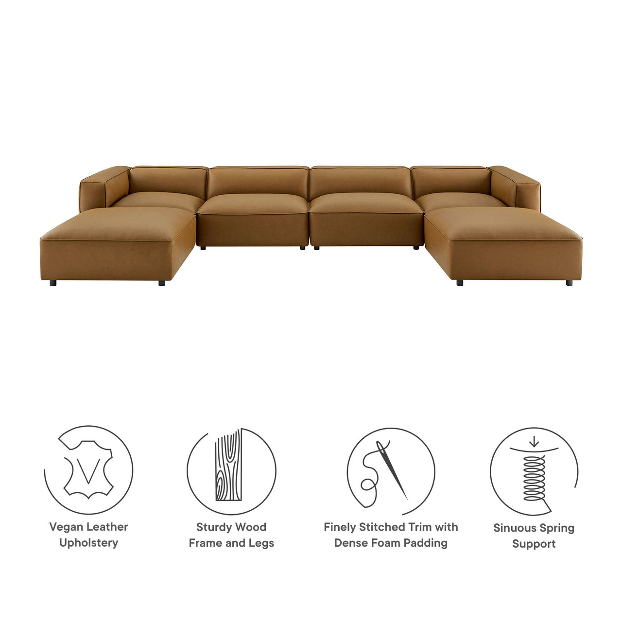 Ardyn 6-Piece Eco-Leather Modular Sectional, Camel