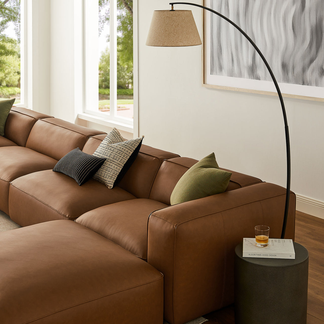 Ardyn 6-Piece Eco-Leather Modular Sectional, Coffee