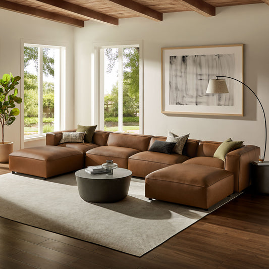 Ardyn 6-Piece Eco-Leather Modular Sectional, Coffee