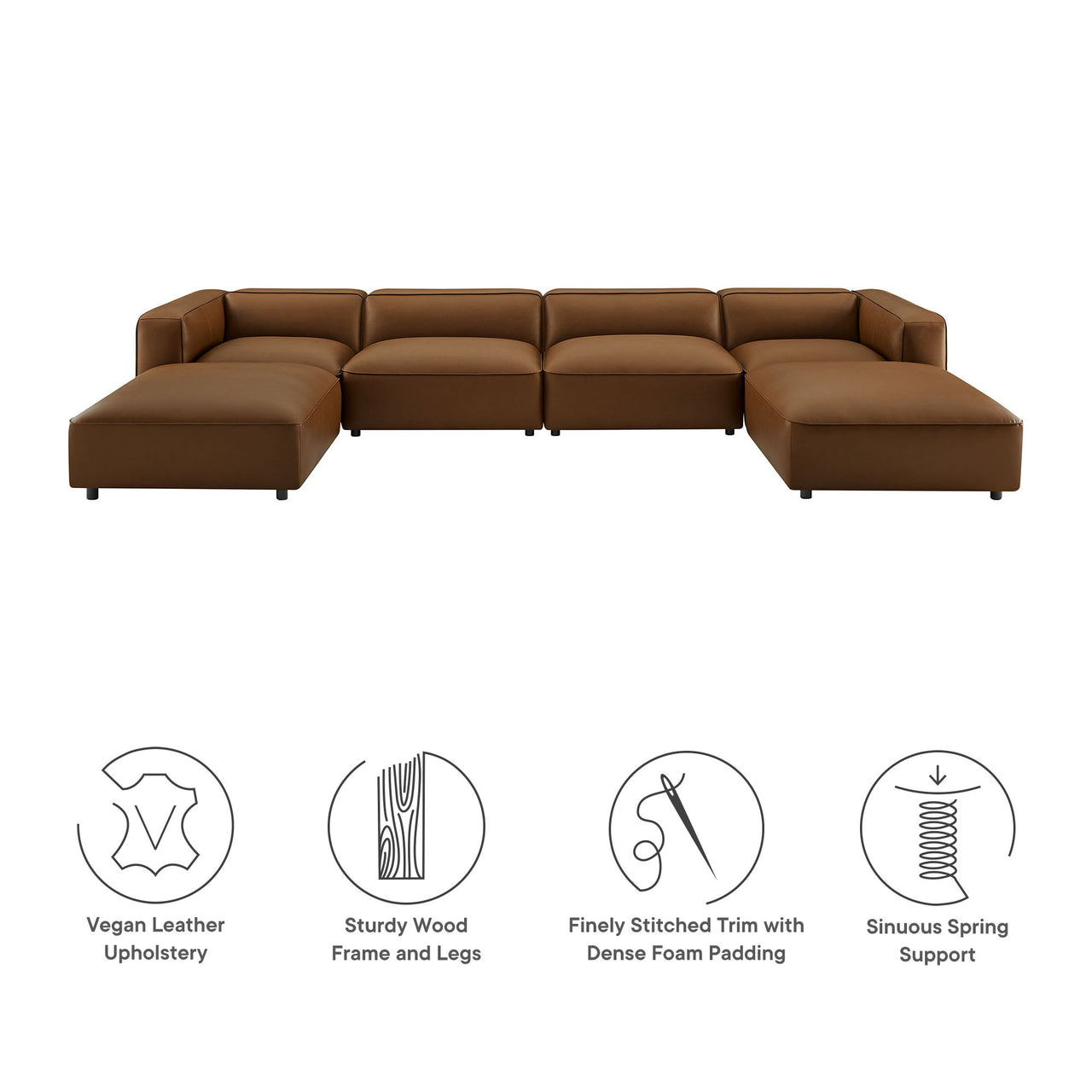 Ardyn 6-Piece Eco-Leather Modular Sectional, Coffee