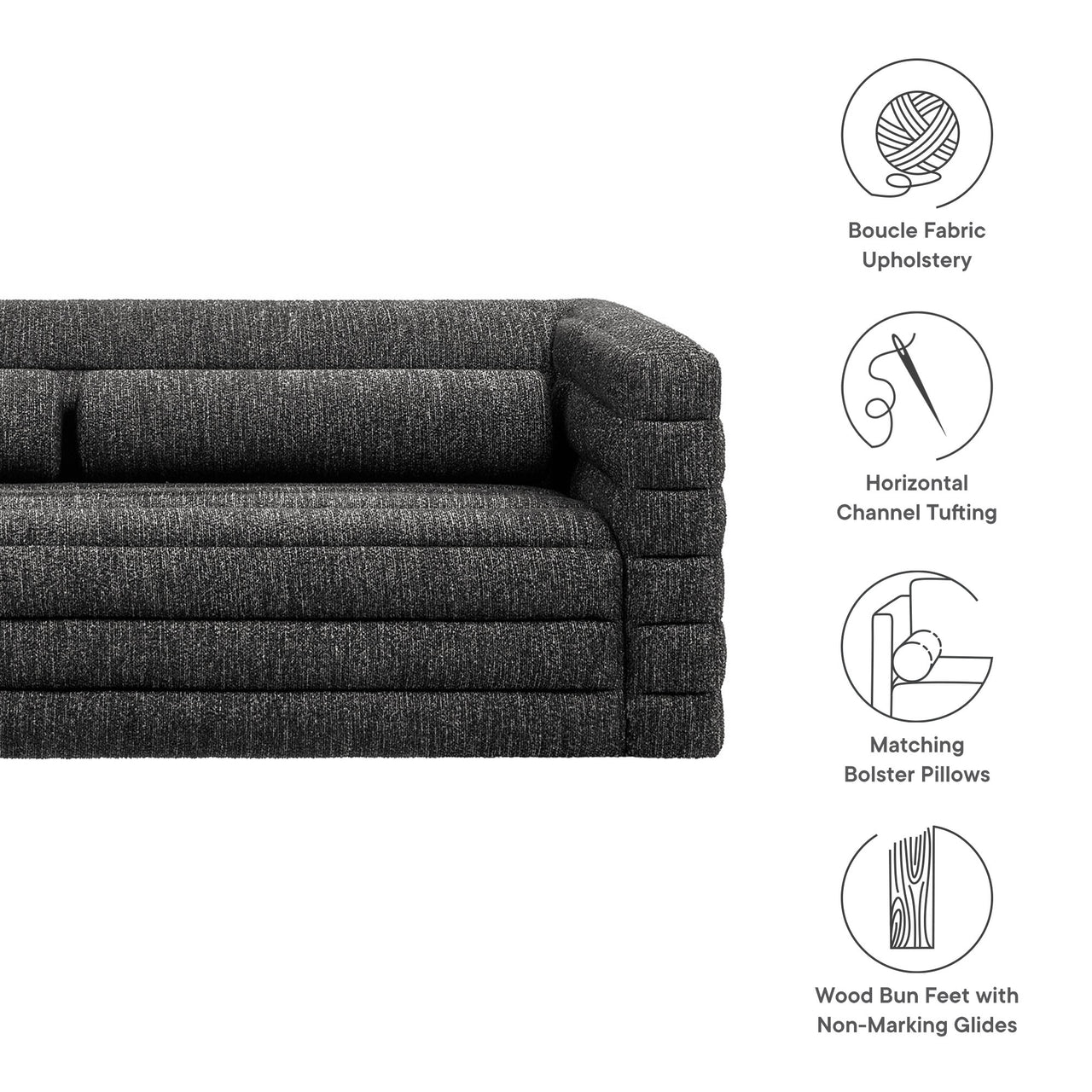 Convey Boucle Sofa, Charcoal