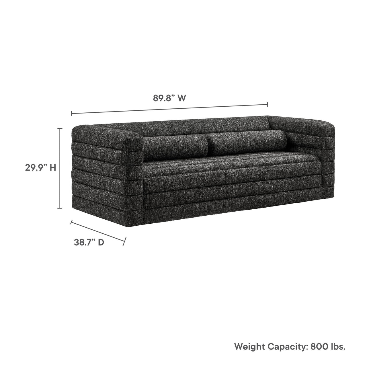 Convey Boucle Sofa, Charcoal