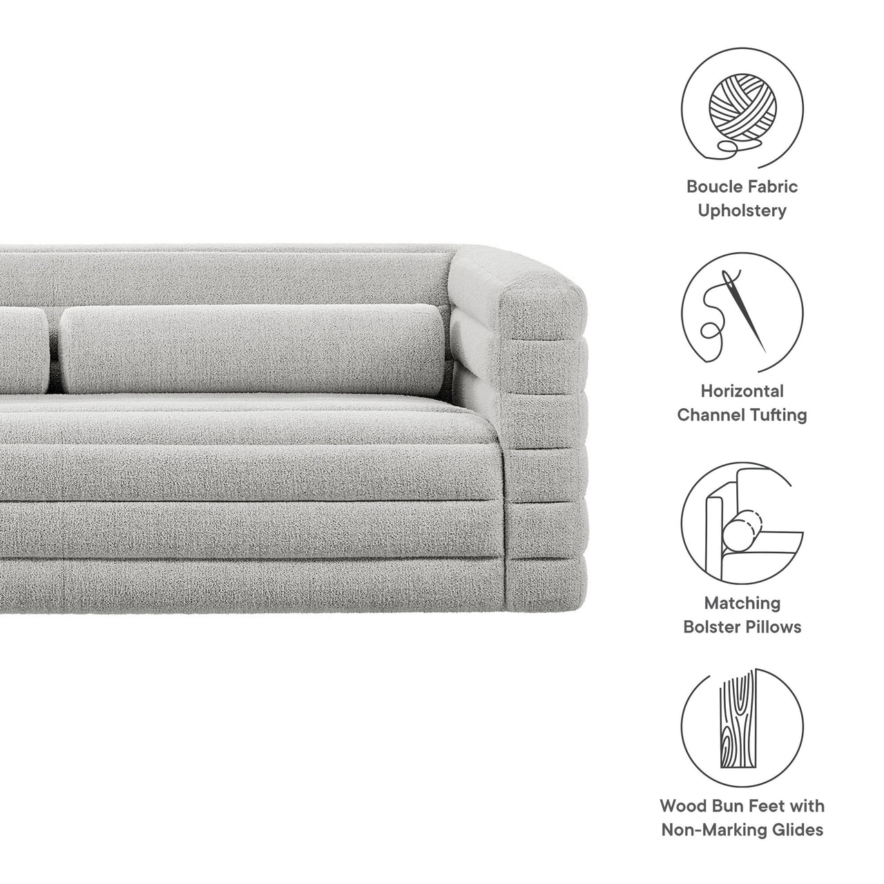 Convey Boucle Sofa, Light Gray