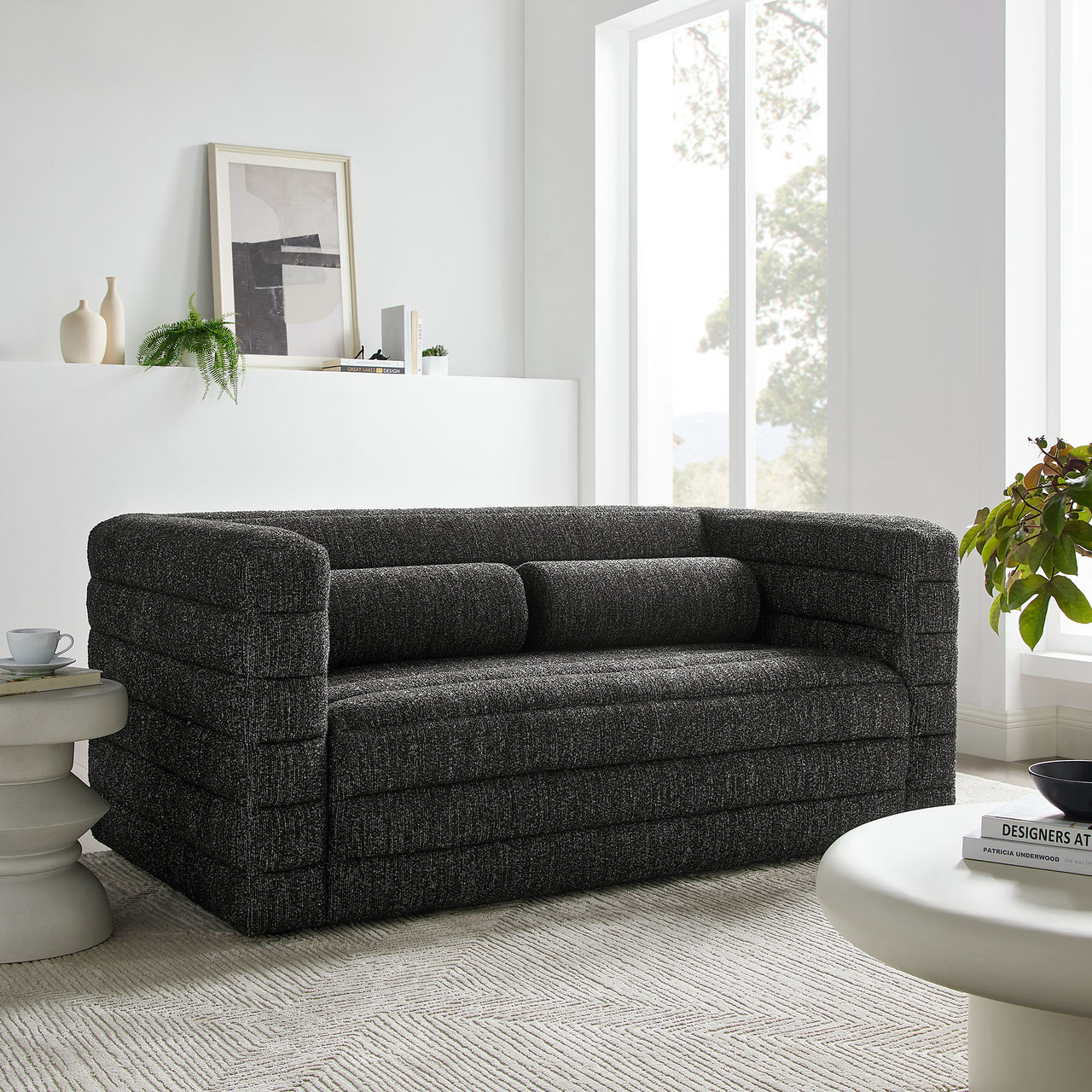 Convey Boucle Loveseat, Charcoal