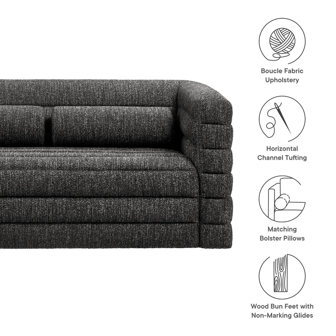 Convey Boucle Loveseat, Charcoal