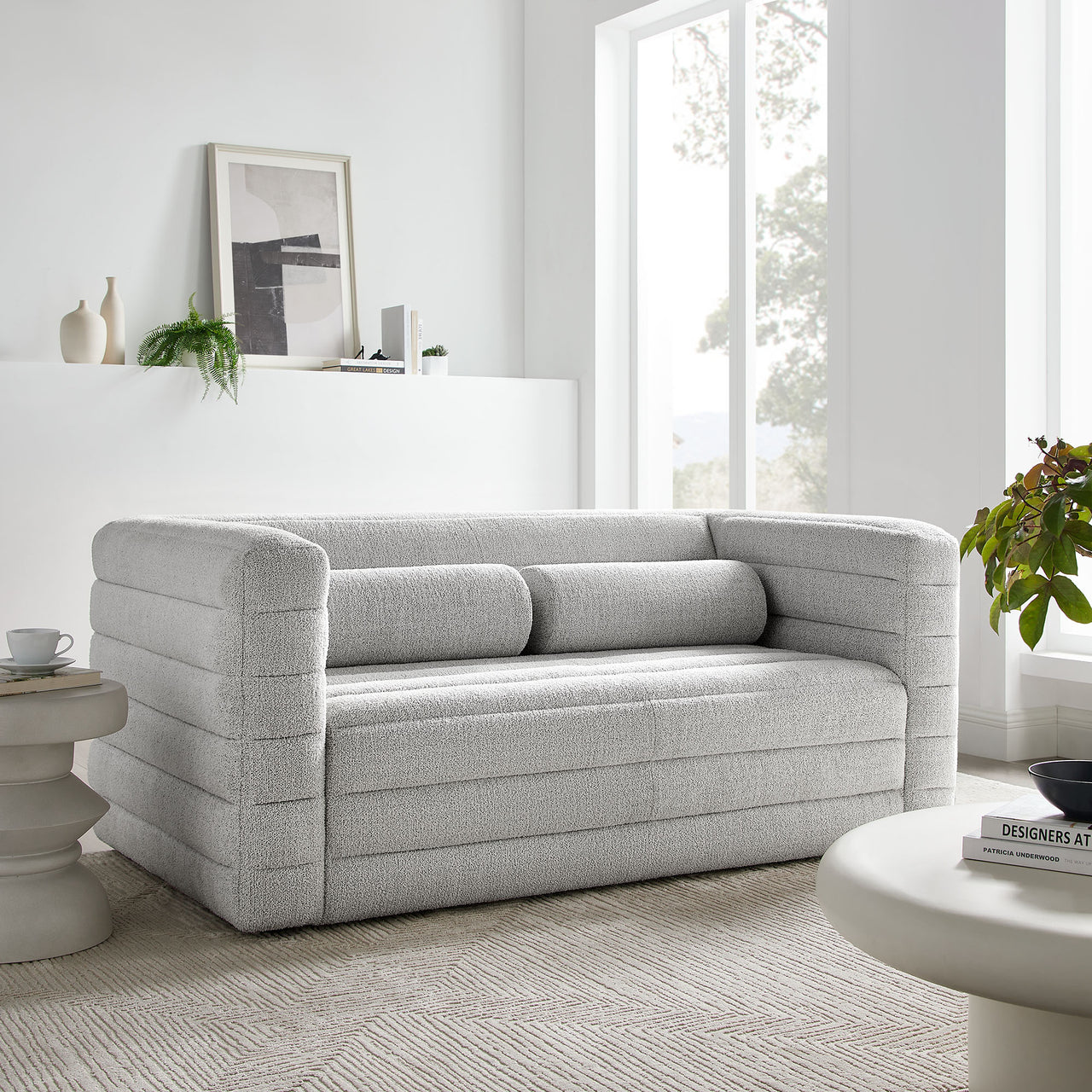 Convey Boucle Loveseat, Light Gray