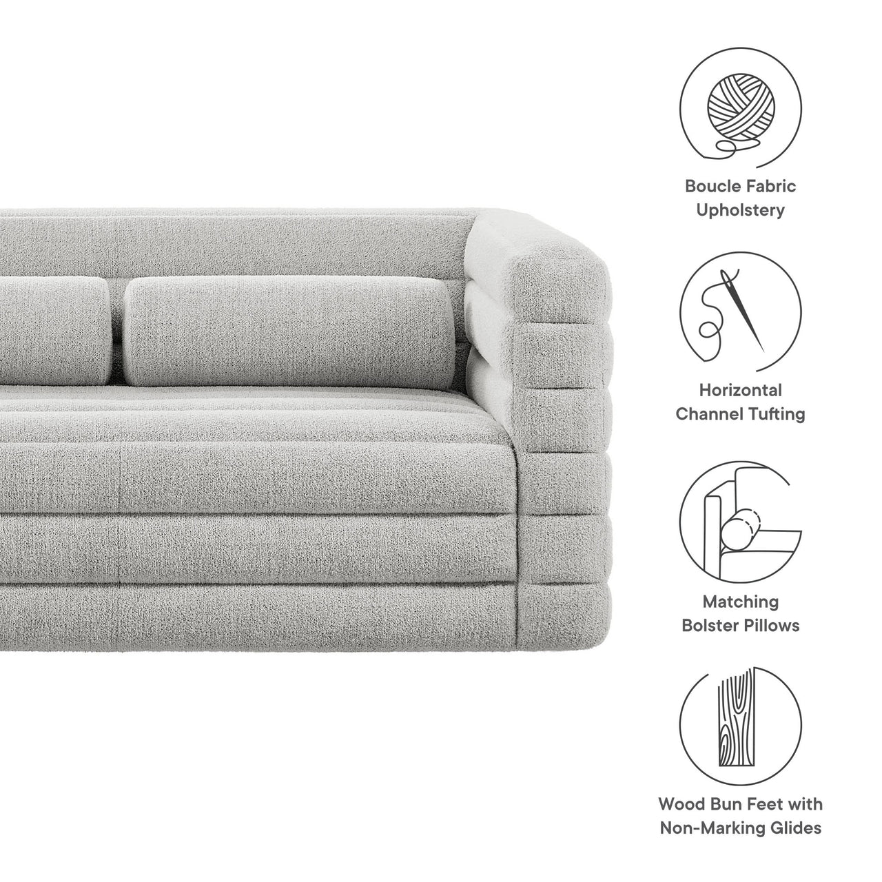 Convey Boucle Loveseat, Light Gray
