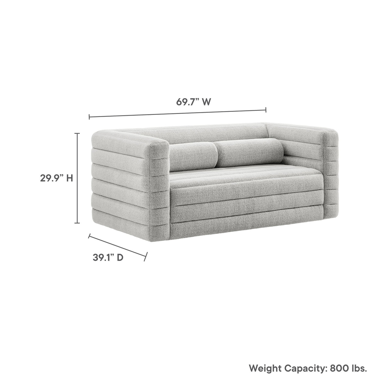 Convey Boucle Loveseat, Light Gray