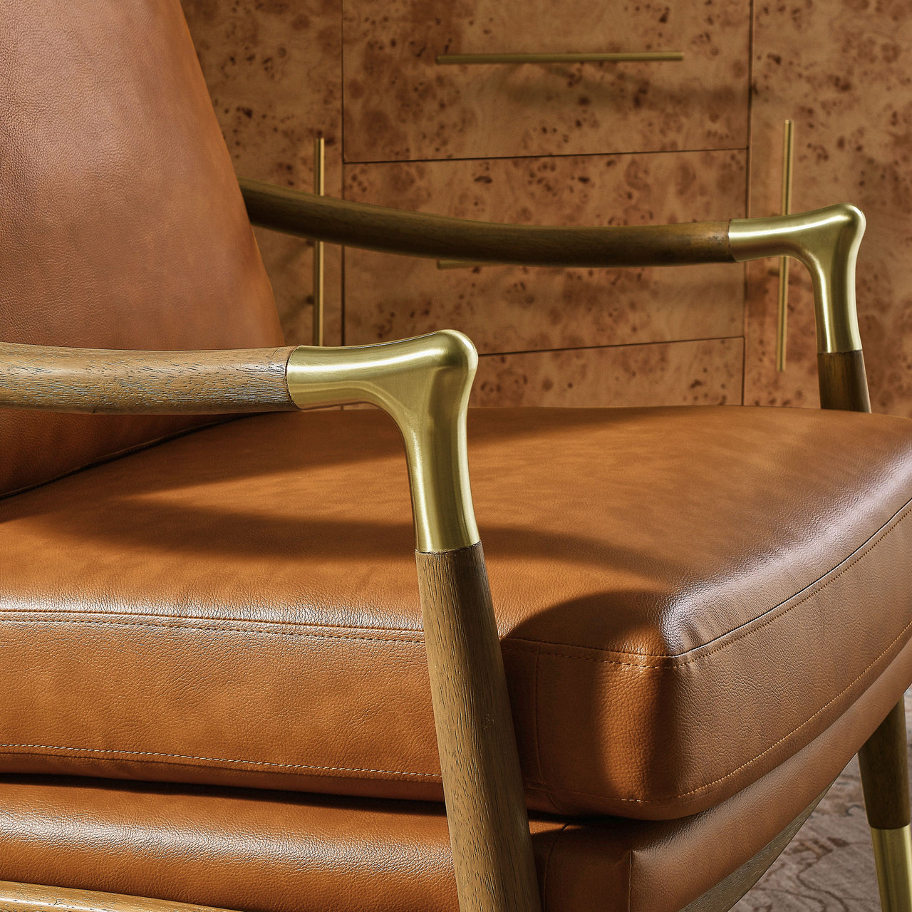 Alcrest Faux Accent Armchair, Tan & Walnut