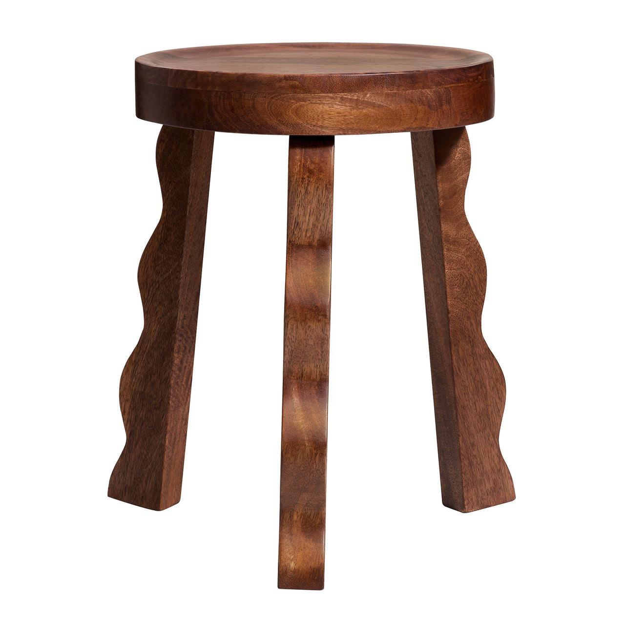 Mireya Carved Wood Stool | Side Table, Walnut