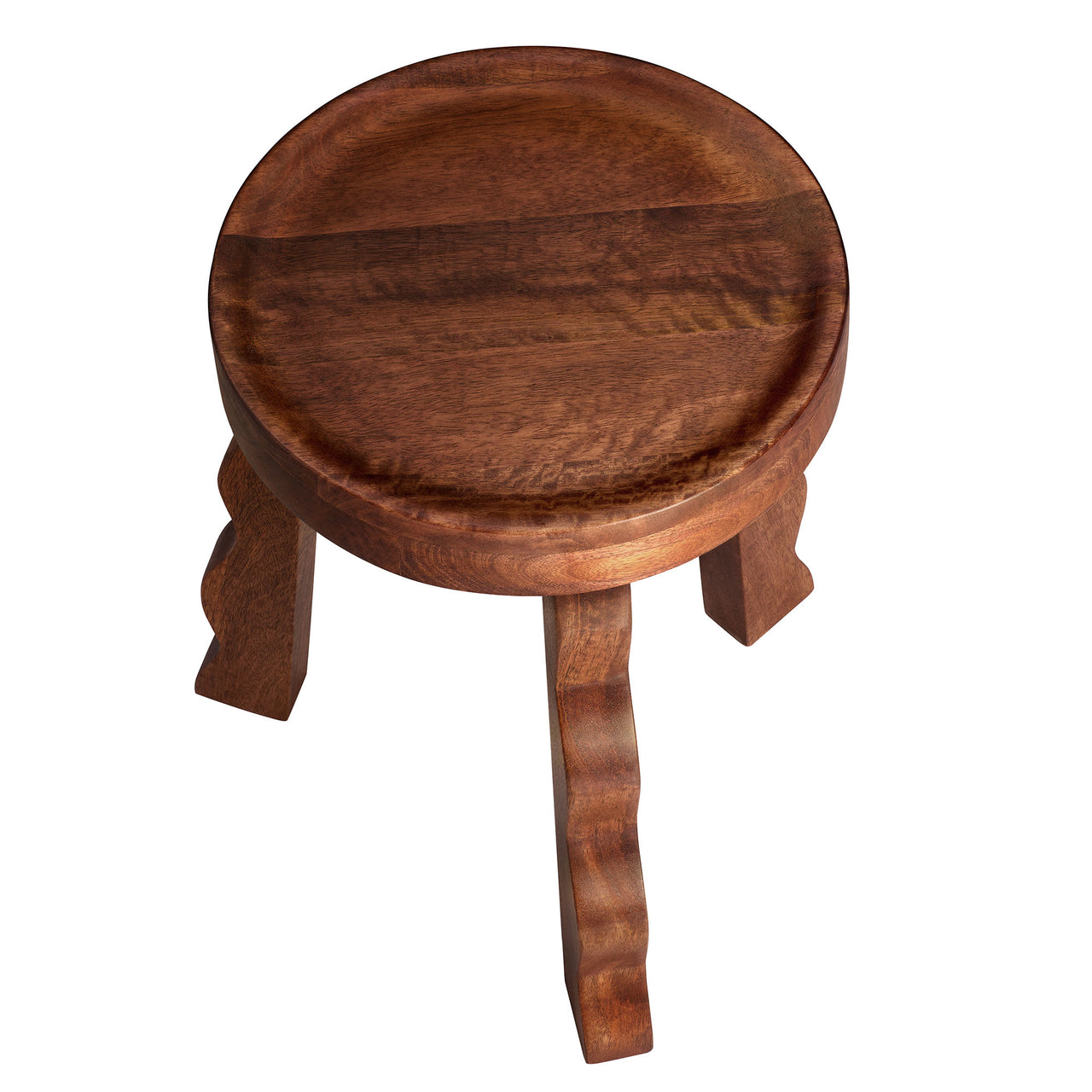 Mireya Carved Wood Stool | Side Table, Walnut