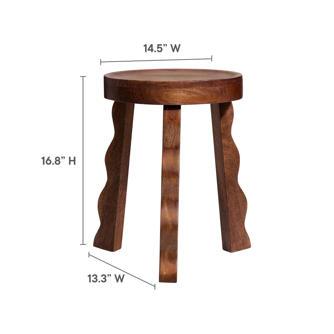 Mireya Carved Wood Stool | Side Table, Walnut