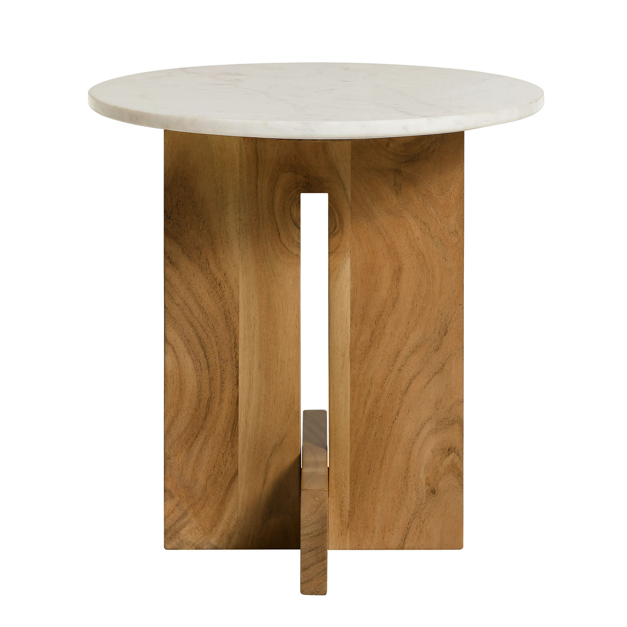 Olyvenne Side Table, Natural Wood & White