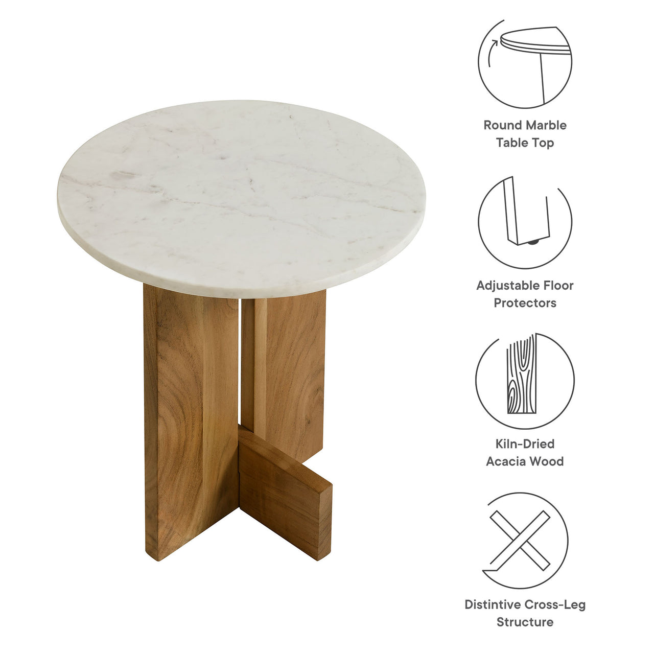 Olyvenne Side Table, Natural Wood & White