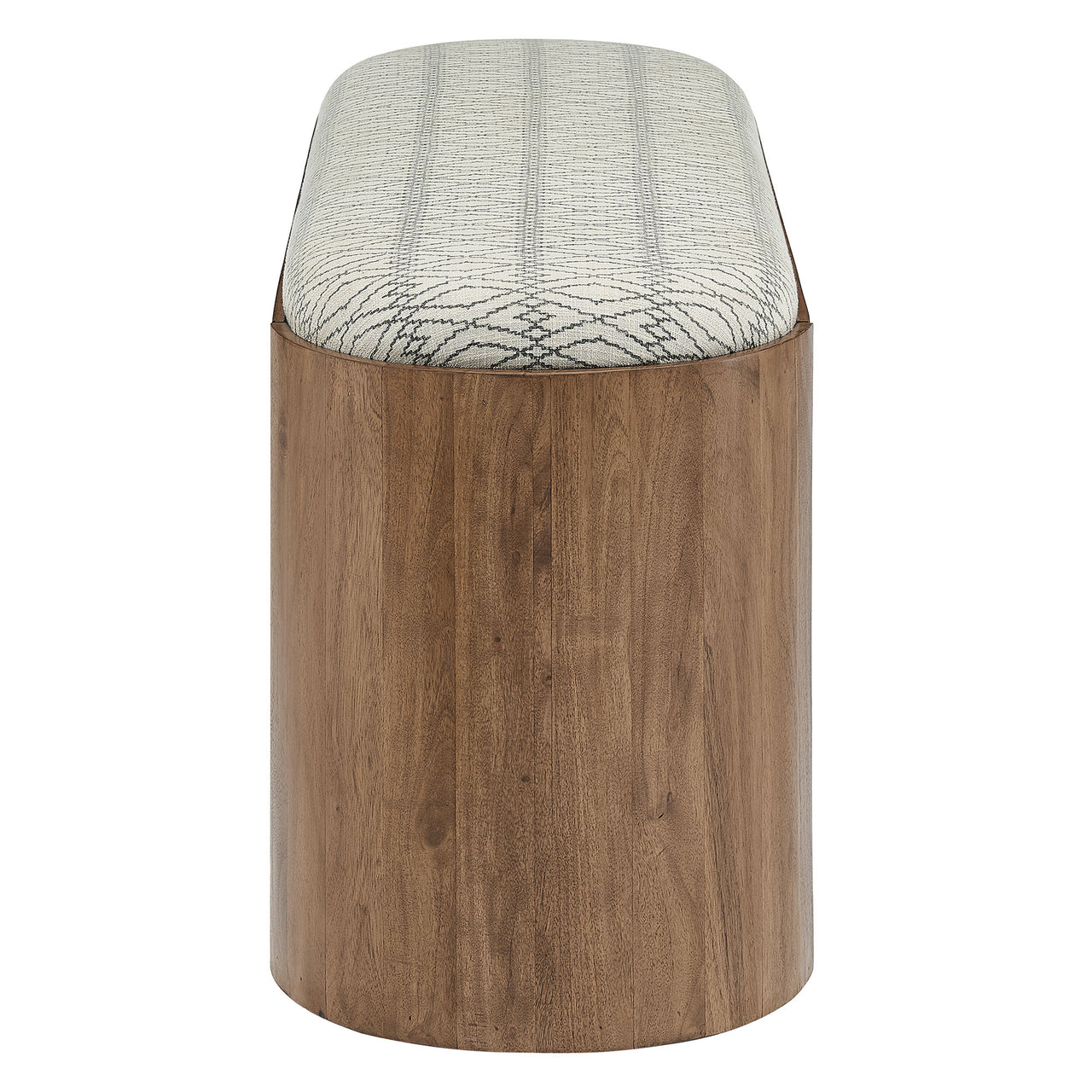 Zarentha Upholstered Bench, Natural Wood & Geometric