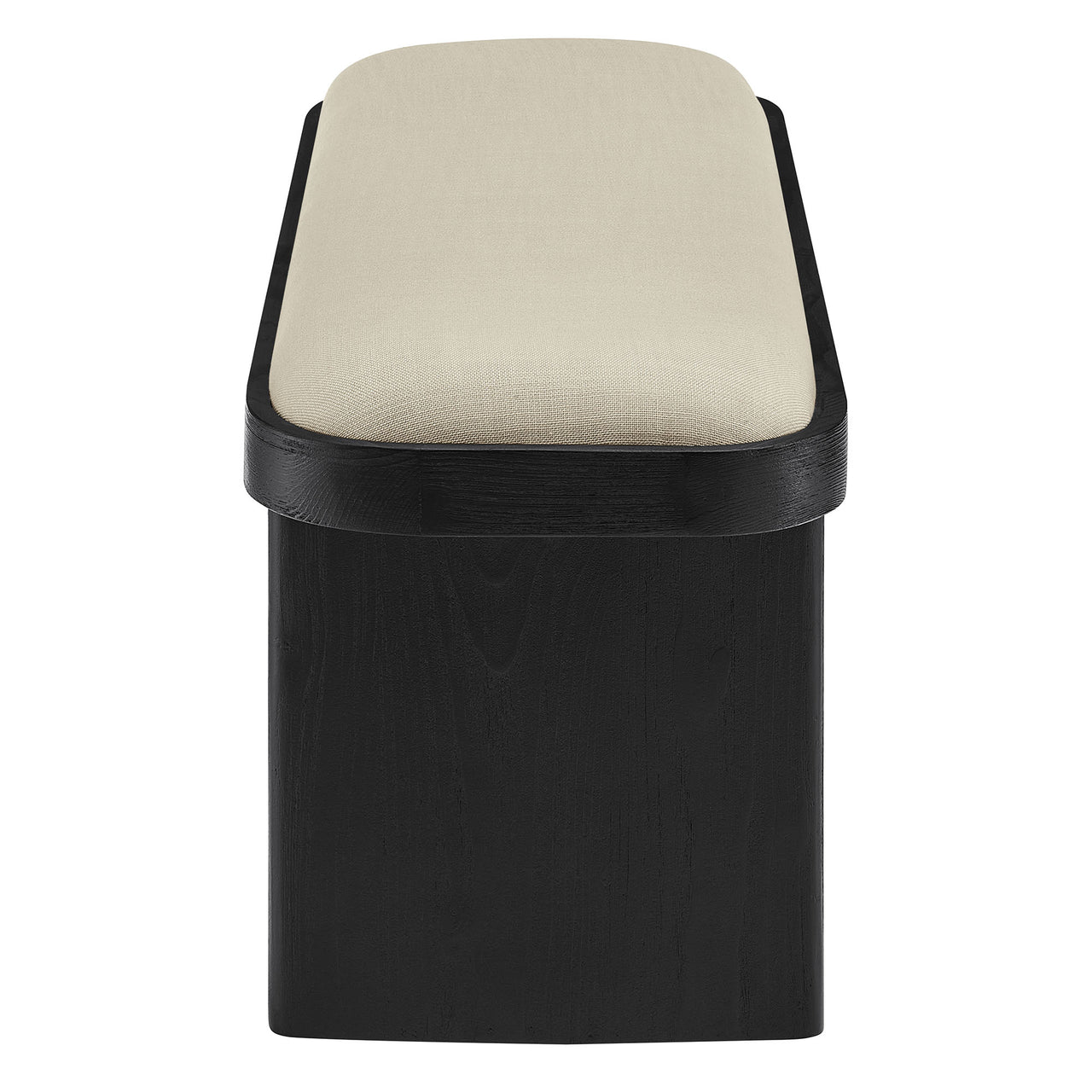 Marisette Upholstered Wood Bench, Black & Cream