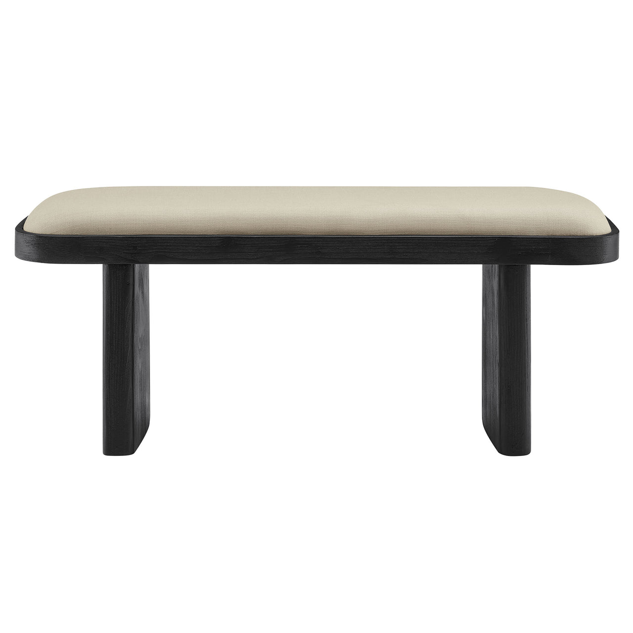 Marisette Upholstered Wood Bench, Black & Cream