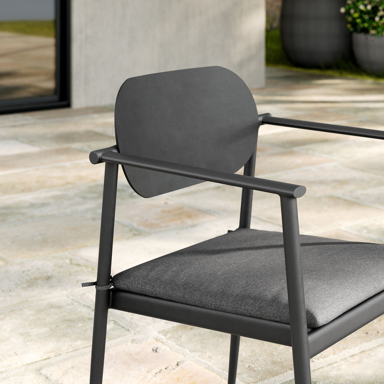 Sylph Stackable Alfresco Dining Chair Set of 2, Charcoal