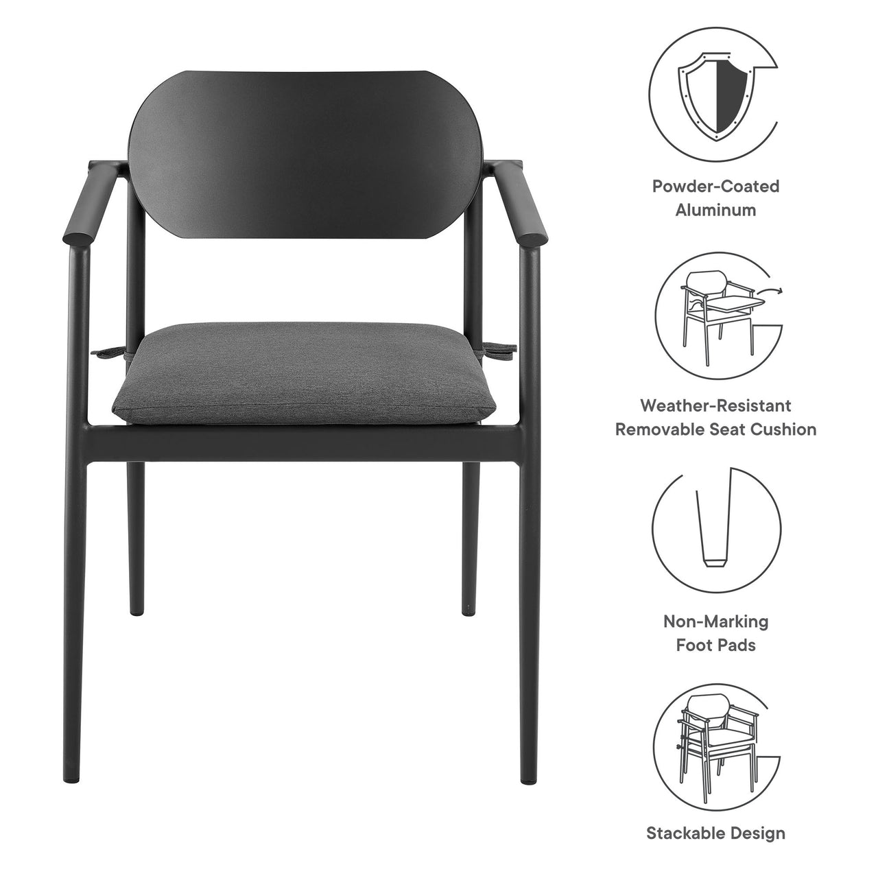 Sylph Stackable Alfresco Dining Chair Set of 2, Charcoal