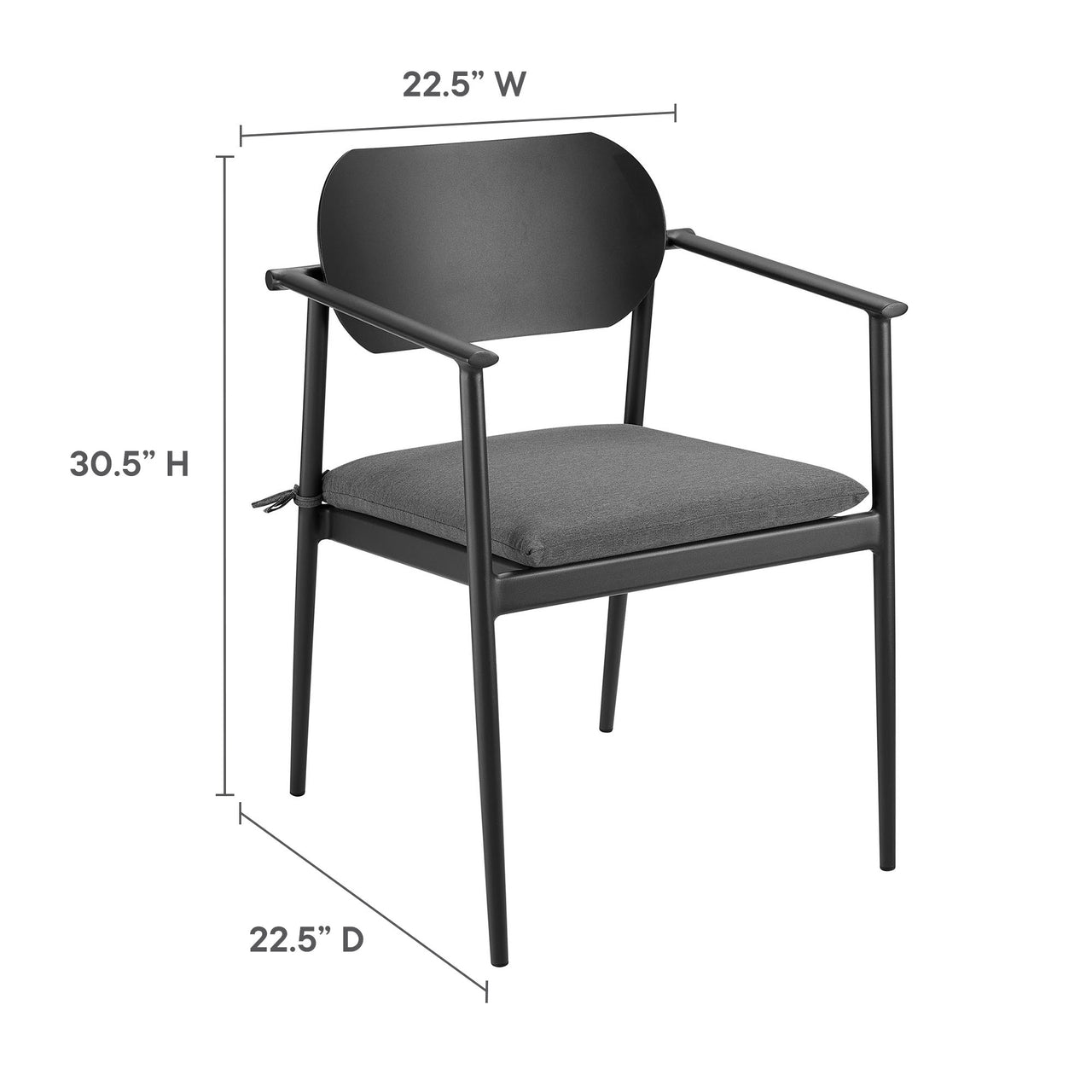 Sylph Stackable Alfresco Dining Chair Set of 2, Charcoal