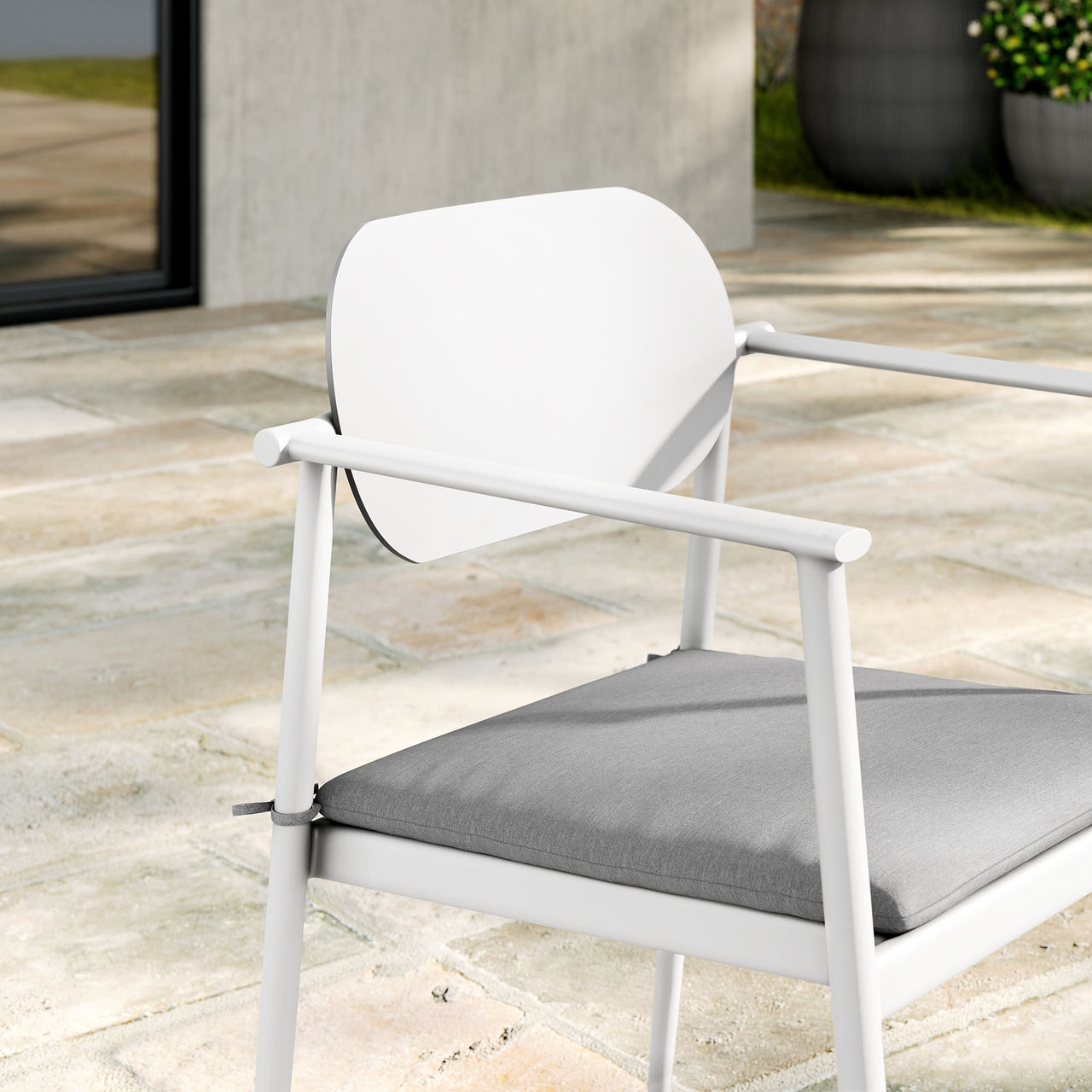 Sylph Stackable Alfresco Dining Chair Set of 2, White