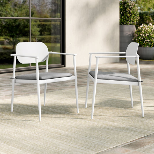 Sylph Stackable Alfresco Dining Chair Set of 2, White