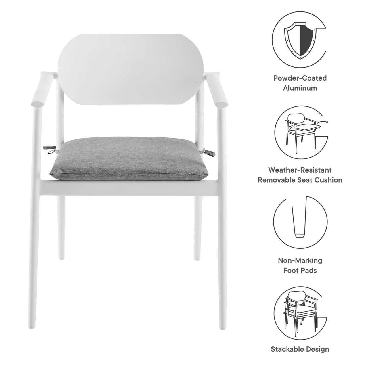 Sylph Stackable Alfresco Dining Chair Set of 2, White