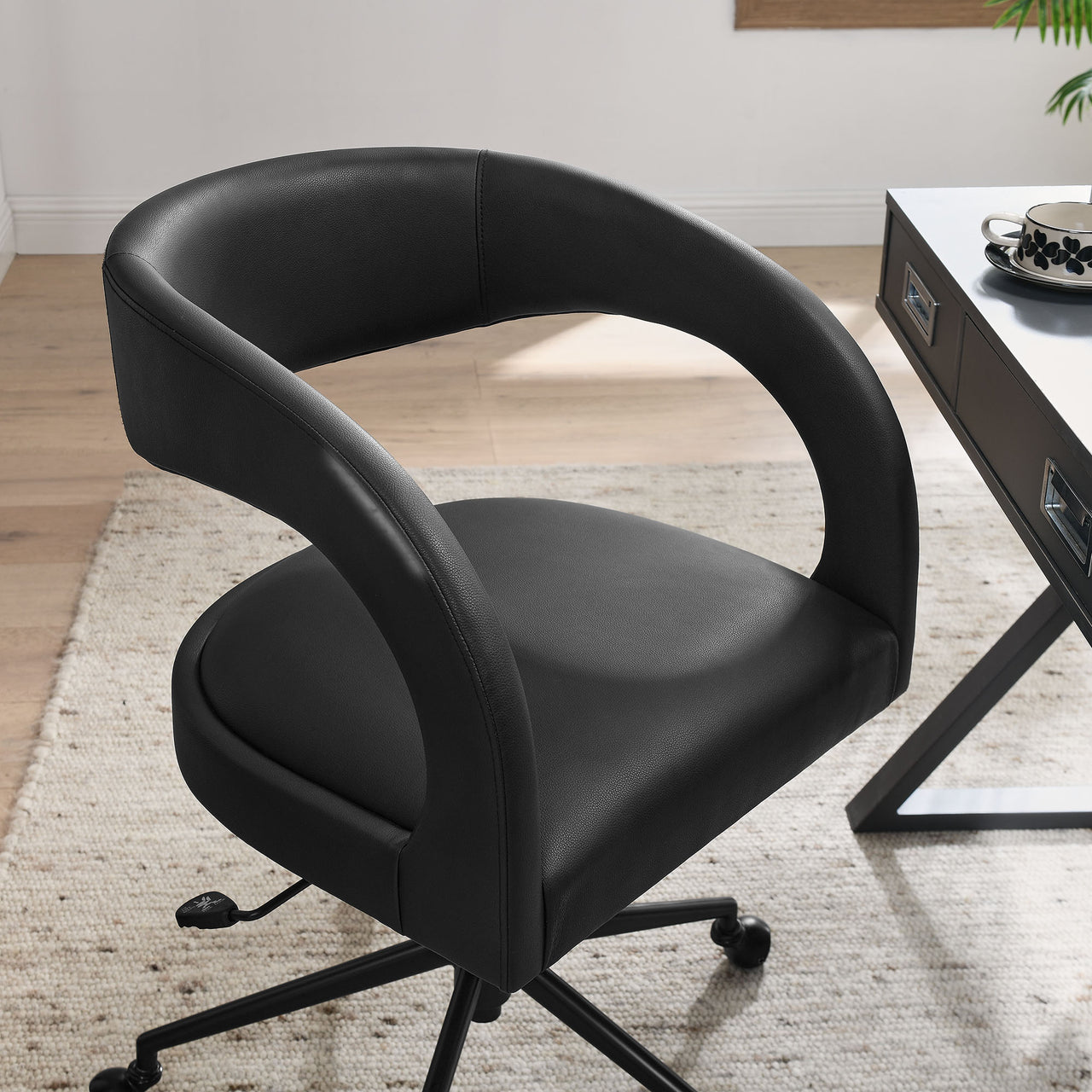 Heron Faux Leather Office Chair, Black