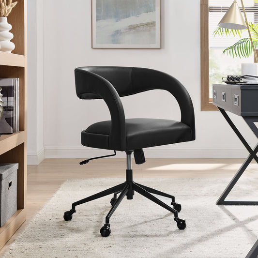 Heron Faux Leather Office Chair, Black