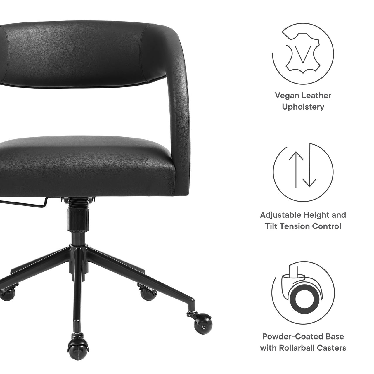 Heron Faux Leather Office Chair, Black