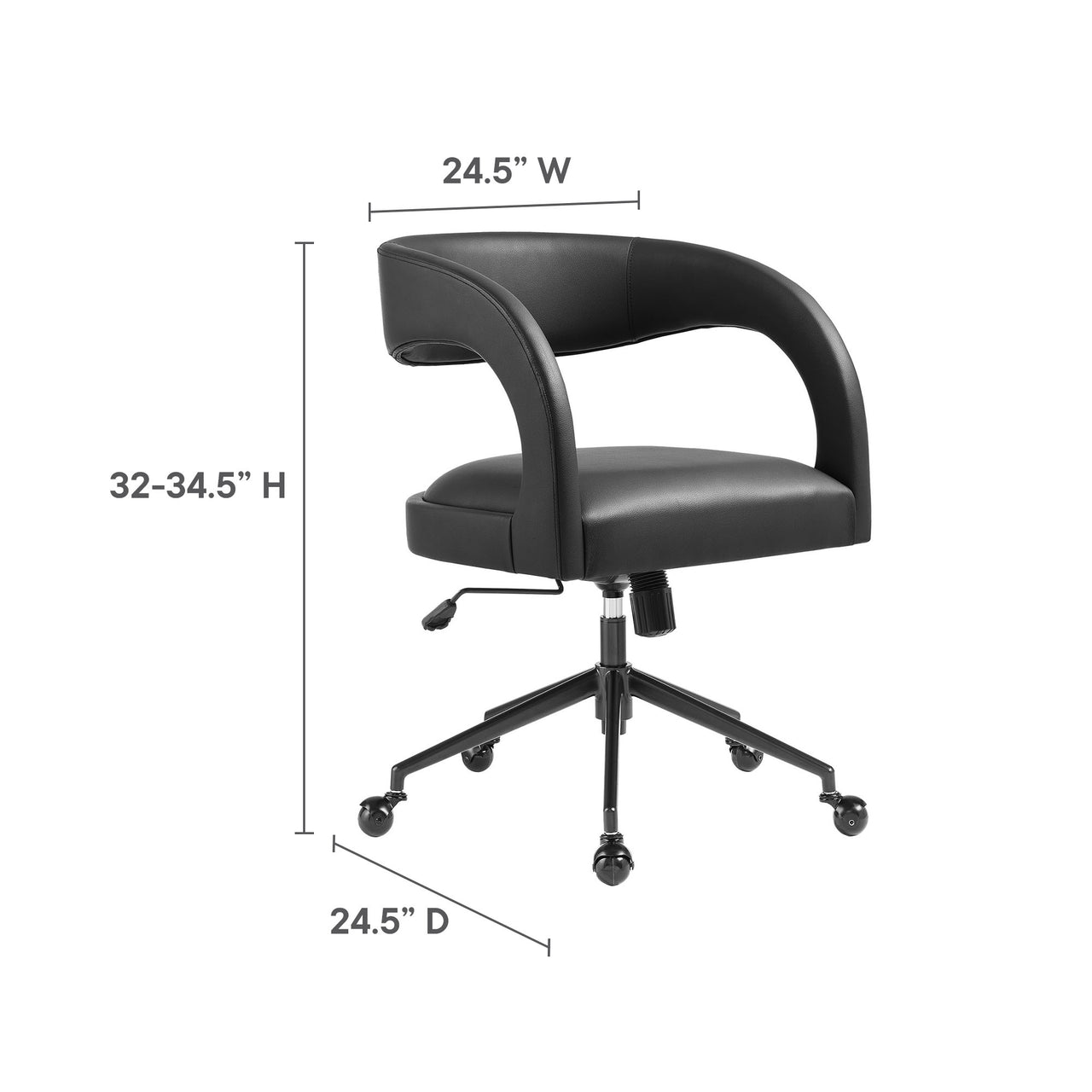 Heron Faux Leather Office Chair, Black