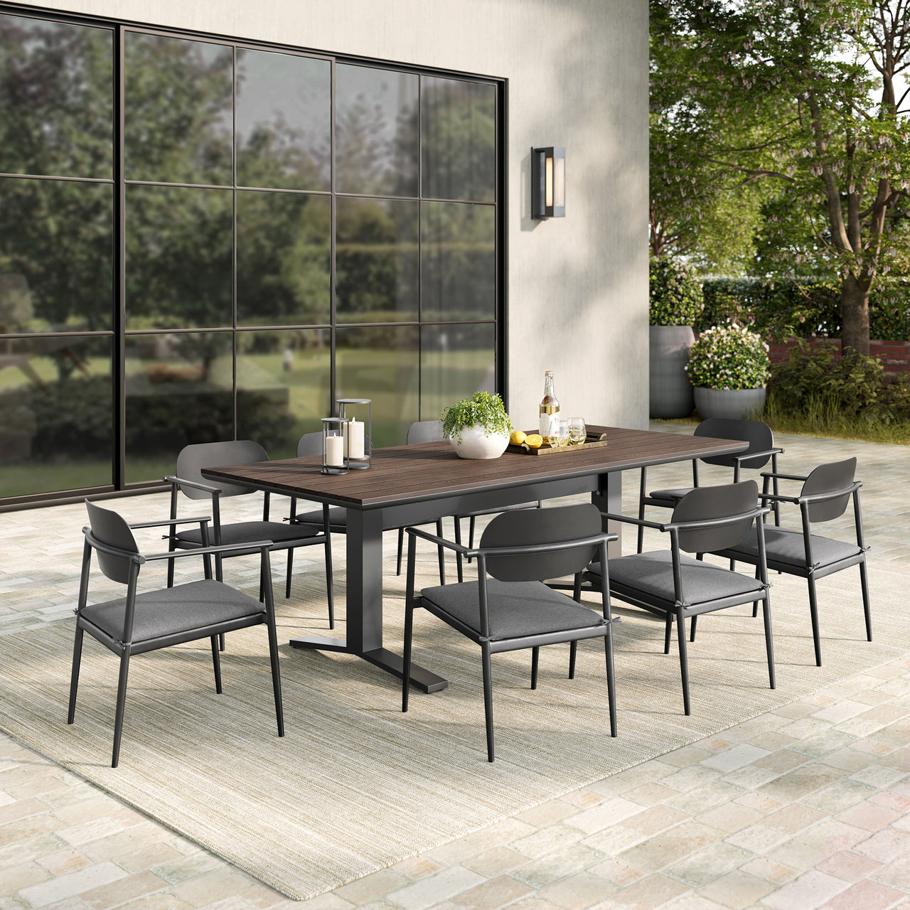Sylph 9-Piece Alfresco Dining Set, Charcoal
