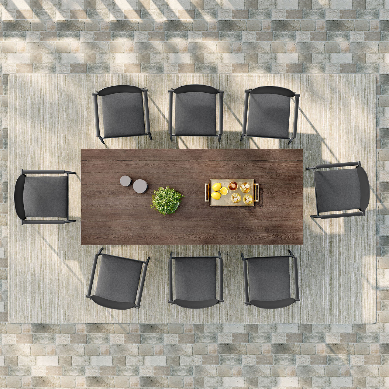 Sylph 9-Piece Alfresco Dining Set, Charcoal
