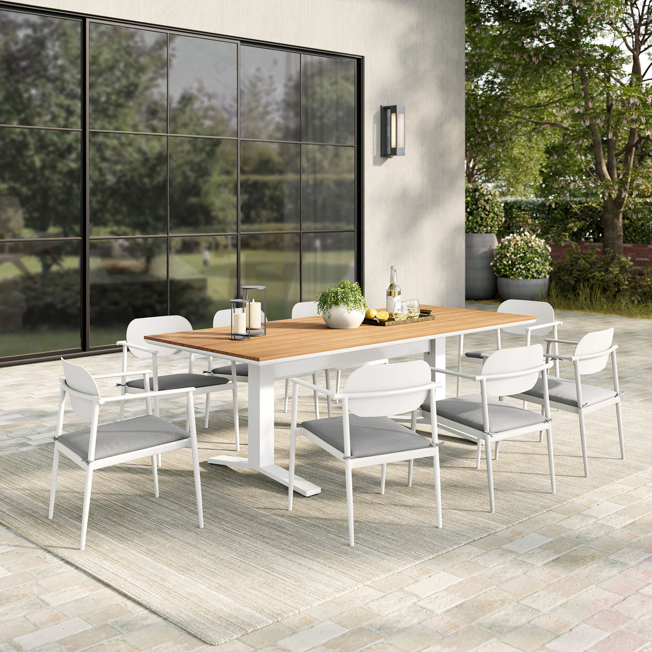 Sylph 9-Piece Alfresco Dining Set, White