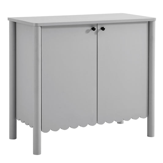 Amelia Petal-Carved Cabinet, Light Gray