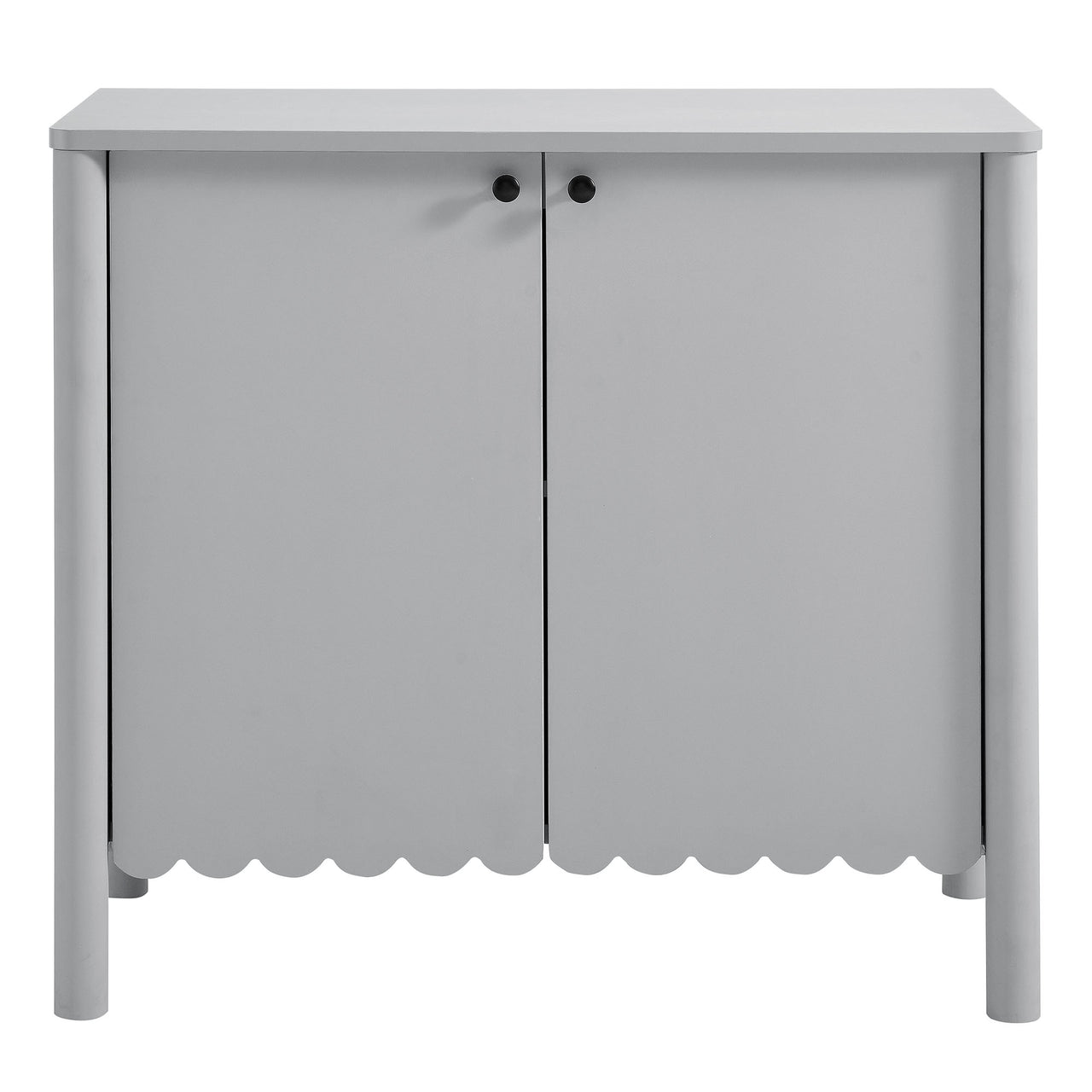 Amelia Petal-Carved Cabinet, Light Gray