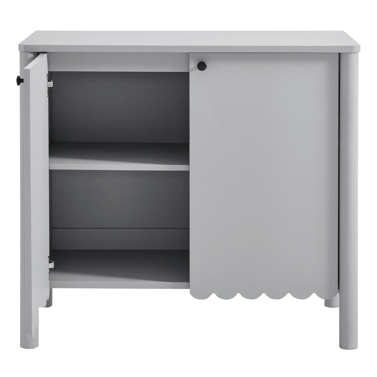 Amelia Petal-Carved Cabinet, Light Gray